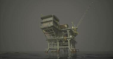 CGI Oil rig standing tall in open water during a cloudy day video