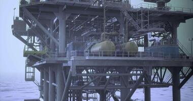CGI Detailed view of an offshore oil rig structure in a maritime environment video