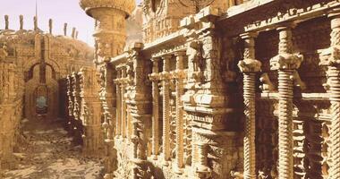 CGI Ancient architecture showcasing intricate stone carvings in a desert location video