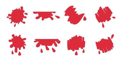 Set of different red bloody drips and spots. Great design for any purposes. Isolated illustration. vector