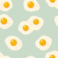 Doodle seamless pattern with roasted eggs. Perfect print for paper, fabric, textile. Food illustration for decor and design. vector