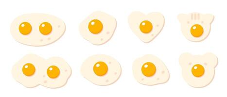 Collection of handdrawn fried eggs. Perfect for logo, menu, stickers and print. illustrations in cartoon flat style. vector
