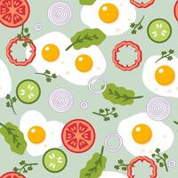 Eggs and vegetables pattern design vector