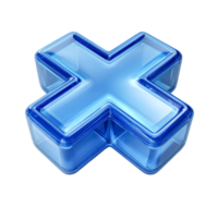 Glossy Blue X Symbol 3D Render Interface Design Element png