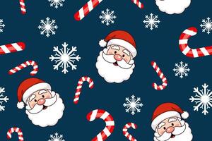 Candy cane with snowflakes seamless pattern on blue background vector