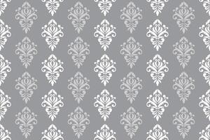 Elegant Victorian floral damask seamless pattern on gray background vector