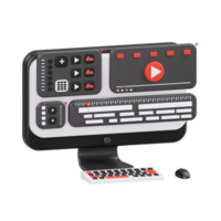 Post production on computer 3d render png