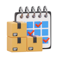 3d render of delivery schedule with boxes png