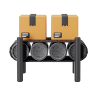 Automated package sorting system 3d render png