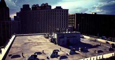 CGI Rooftop view of urban landscape showcasing buildings and structures video