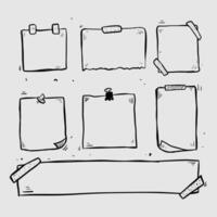 Hand drawn Sticky Notes and Blank Banners Doodle Style Illustration Collection for Planners, Notebooks, and Digital Designs vector