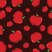 Seamless Pattern Design Red Apples on Dark Background - Perfect for Fall, Autumn, and Food Themed Projects vector