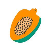 Exotic fruit flat design illustration. Half papaya with seeds. Contemporary trendy style elements for prints, patterns, social media, web design, stickers vector