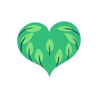 Green eco heart concept design art elements. Abstract hand drawn natural design element with leaves. vector