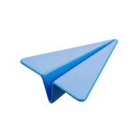 Light Blue 3D Paper Airplane Icon isolated on a transparent background 3D icon 3D model png