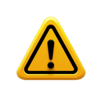 Yellow Triangle Warning Sign 3 D Icon isolated on a transparent background alert png
