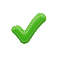 Glossy Green 3 D Check Mark Icon isolated on a transparent background tick png