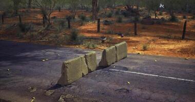 CGI Natural roadblock interrupts traffic in remote desert location video