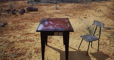 CGI Lonely table and chair in a barren landscape during a dry season video