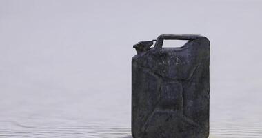 CGI Black container resting on water surface in natural setting at sunset video