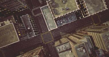 CGI Urban cityscape aerial view showcasing busy intersection and buildings video