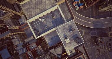 CGI Birds eye view of city rooftops showcasing urban architecture and layout video