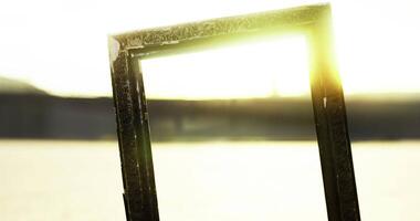 CGI Sunlight streaming through a frame in a tranquil landscape at sunset video