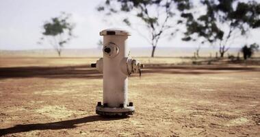 CGI Hydrant standing alone in a dry landscape under a clear sky video