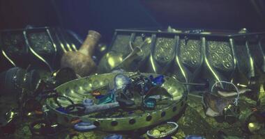 CGI Treasure trove discovered deep underwater with various ancient artifacts video