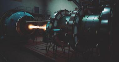 CGI Rocket engine test highlights powerful thrust in a specialized facility video