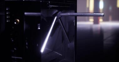 CGI Modern turnstile at urban entryway in low light conditions video