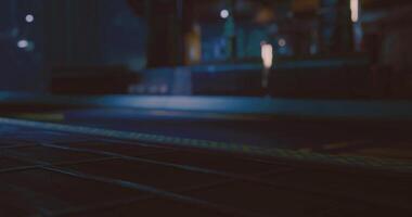 CGI Industrial setting with focus on ground texture and ambient lighting in evening video