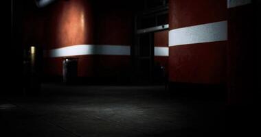 CGI Dimly lit hallway with contrasting walls in a modern building at night video