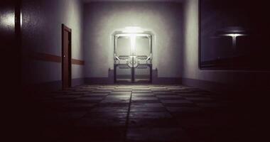 CGI Dark corridor with reflective surfaces in an abandoned building at night video