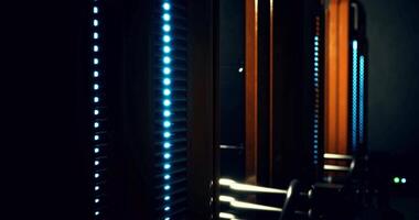 CGI Advanced technology setup featuring glowing panels in a dark environment video