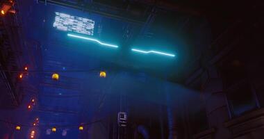 CGI Neon lights and mist create a futuristic atmosphere in a digital environment video