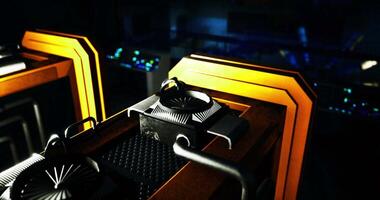 CGI Advanced technology in a dark laboratory with illuminated devices video