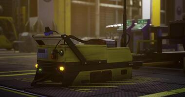 CGI Industrial setting featuring an automated transport vehicle in action video