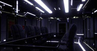 CGI Modern conference room with sleek design and ambient lighting features video