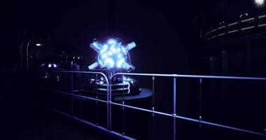 CGI Futuristic energy core illuminated in a dark industrial environment video