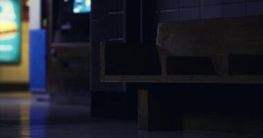 CGI Quiet moment in a dimly lit waiting area of a public building video
