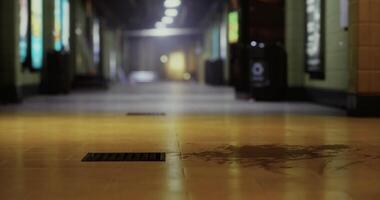 CGI Foggy corridor in an urban setting with wet floor at night video