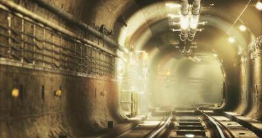 CGI An underground tunnel stretches into the distance, illuminated by soft light video
