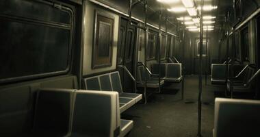 CGI Quiet subway interior during late hours on a bustling city night video