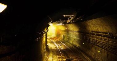 CGI Bright light at the end of a subway tunnel in an urban environment video