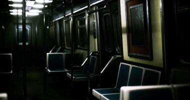 CGI Mysterious empty subway car during late night commute in urban setting video