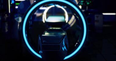 cgi Avancerad teknologi gränssnitt med lysande element i en trogen miljö video