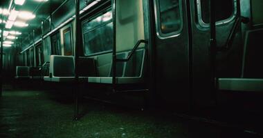 CGI Empty subway car during late night hours in urban setting video