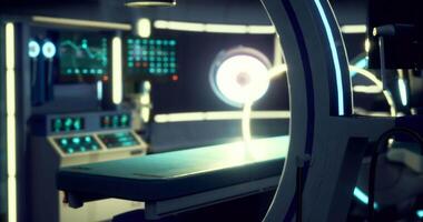 CGI Modern medical room with high tech equipment and advanced monitoring systems video