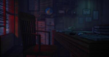 CGI Quiet office setting with shadows and dim lighting during late evening hours video